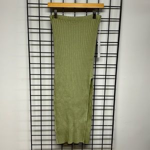 sage green rib maxi skirt